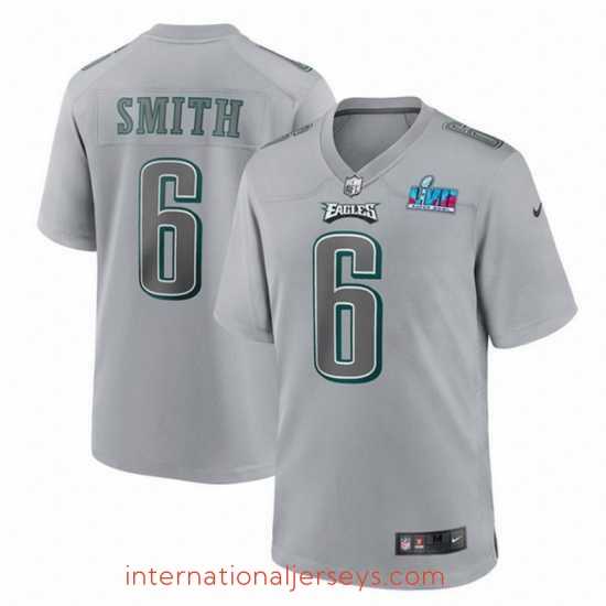 High quality Toddler Philadelphia Eagles 6 DeVonta Smith Grey Super Bowl LVII Patch Atmosphere Fashion Stitched Game Jersey