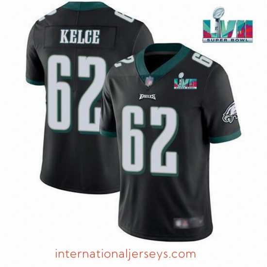 Outstanding Toddler Philadelphia Eagles 62 Jason Kelce Black Super Bowl LVII Patch Vapor Untouchable Limited Stitched Jersey
