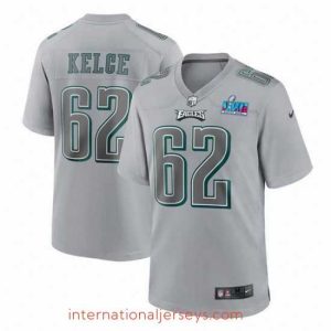 Exceptional Toddler Philadelphia Eagles 62 Jason Kelce Grey Super Bowl LVII Patch Atmosphere Fashion Stitched Game Jersey