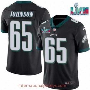 Outstanding Toddler Philadelphia Eagles 65 Lane Johnson Black Super Bowl LVII Patch Vapor Untouchable Limited Stitched Jersey