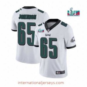 Deluxe Toddler Philadelphia Eagles 65 Lane Johnson White Super Bowl LVII Patch Vapor Untouchable Limited Stitched Jersey