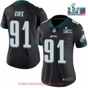Premium Toddler Philadelphia Eagles 91 Fletcher Cox Black Super Bolw LVII Patch Vapor Untouchable Limited Stitched Football Jersey