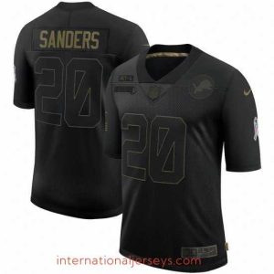 Finest Men's Detroit Lions #20 Barry Sanders Black Nike 2020 Salute To Service Limited Jersey