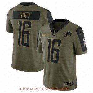 Outstanding Men's Detroit Lions Jared Goff Nike Olive 2021 Salute To Service Limited Player Jersey