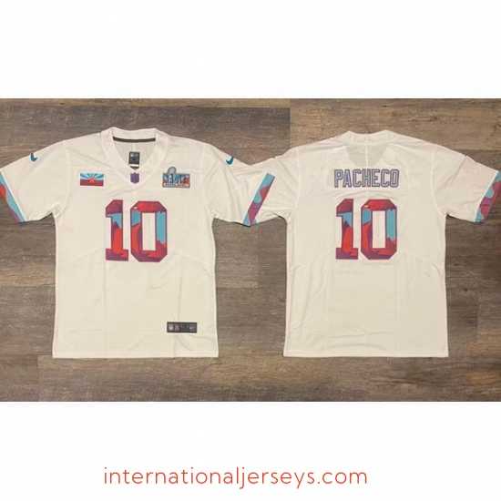 Deluxe Men's Kansas City Chiefs #10 Isiah Pacheco White Super Bowl LVII Patch Vapor Untouchable Limited Stitched Jersey