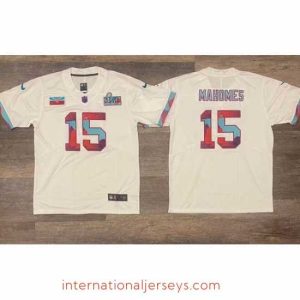 Superior Men's Kansas City Chiefs #15 Patrick Mahomes White Super Bowl LVII Patch Vapor Untouchable Limited Stitched Jersey