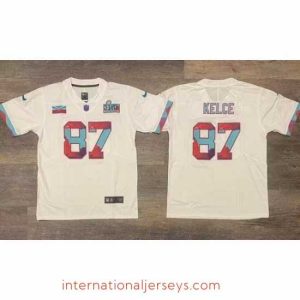 High quality Men's Kansas City Chiefs #87 Travis Kelce White Super Bowl LVII Patch Vapor Untouchable Limited Stitched Jersey