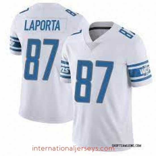 Outstanding Men's Nike Sam Laporta White Detroit Lions Team Vapor Limited Jersey