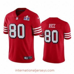 Top notch Nike 49ers 80 Jerry Rice Red Rush Stitched NFL Vapor Untouchable Limited 2024 Super Bowl LVIII Jersey