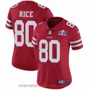 Exceptional Nike 49ers 80 Jerry Rice Red Team Color Stitched NFL Vapor Untouchable Limited 2024 Super Bowl LVIII Jersey