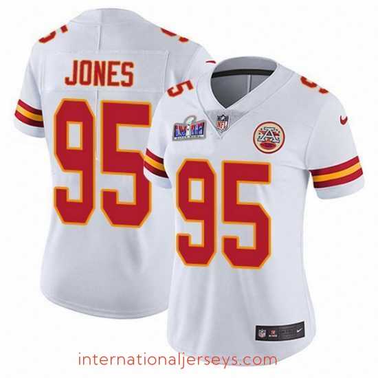 Deluxe Nike Chiefs 95 Chris Jones White Bound Stitched NFL Vapor Untouchable Limited 2024 Super Bowl LVIII Jersey