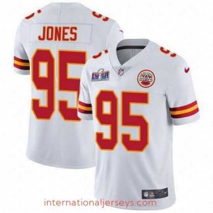 Exquisite Nike Chiefs 95 Chris Jones White Bound Stitched NFL Vapor Untouchable Limited 2024 Super Bowl LVIII Jersey