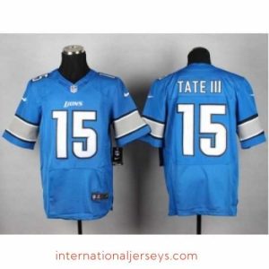 Finest Nike Detroit Lions 15 Golden Tate III Blue Elite NFL Jersey