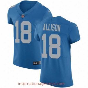 Exceptional Nike Detroit Lions 18 Geronimo Allison Blue Throwback Stitched NFL Vapor Untouchable Elite Jersey