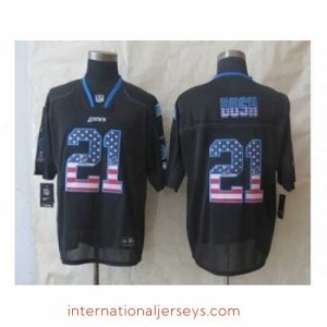 Top notch Nike Detroit Lions 21 Reggie Bush Black Elite USA Flag Fashion NFL Jersey