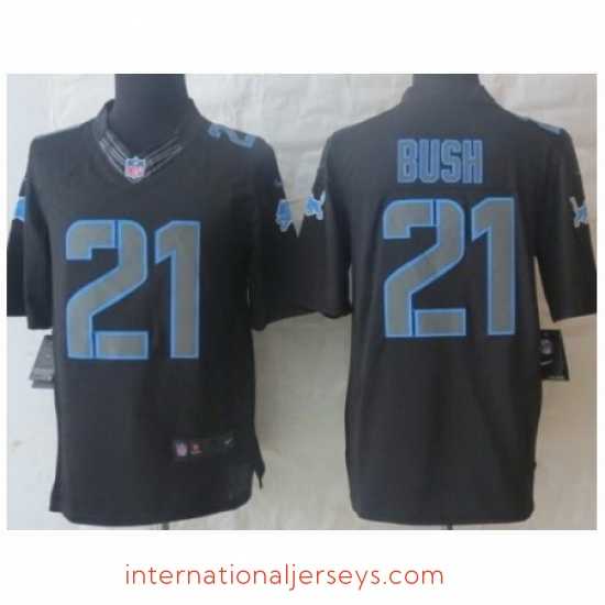 Finest Nike Detroit Lions 21 Reggie Bush Black Limited Impact NFL Jersey