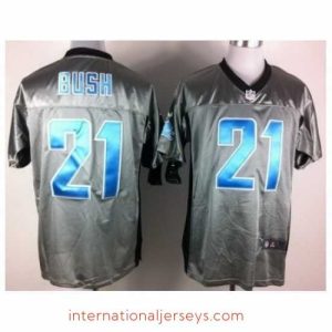 Premium Nike Detroit Lions 21 Reggie Bush Grey Elite Shadow NFL Jersey