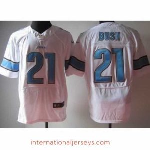 Outstanding Nike Detroit Lions 21 Reggie Bush White Elite NFL Jersey