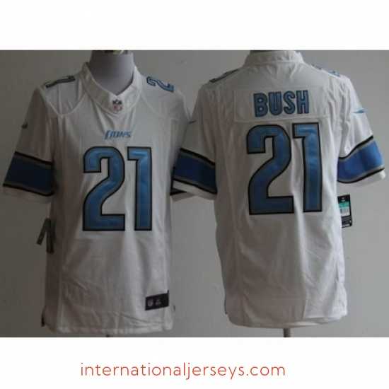 High quality Nike Detroit Lions 21 Reggie Bush White Limited NFL Jersey