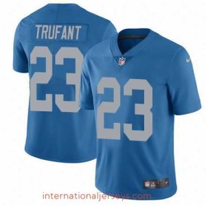 Premium Nike Detroit Lions 23 Desmond Trufant Blue Throwback Stitched NFL Vapor Untouchable Limited Jersey