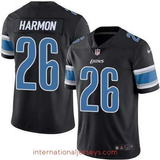 Deluxe Nike Detroit Lions 26 Duron Harmon Black Stitched NFL Limited Rush Jersey