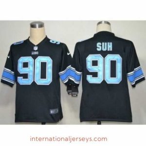Deluxe Nike Detroit Lions 90 Ndamukong Suh Black Game NFL Jersey