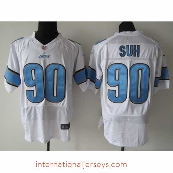 Outstanding Nike Detroit Lions 90 Ndamukong Suh White Elite NFL Jersey