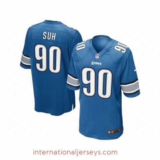 Exceptional Nike Detroit Lions 90 Ndamukong Suh blue Game NFL Jersey