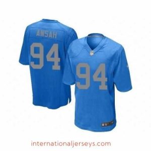 High quality Nike Detroit Lions 94 Ziggy Ansah Blue Game Silver Number NFL Jersey