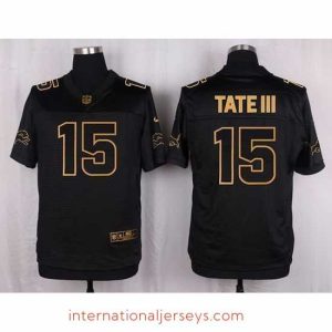 Top notch Nike Lions #15 Golden Tate III Black Mens Stitched NFL Elite Pro Line Gold Collection Jersey
