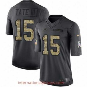 Top notch Nike Lions #15 Golden Tate III Black Mens Stitched NFL Limited 2016 Salute To Service Jersey