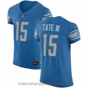 Finest Nike Lions #15 Golden Tate III Blue Team Color Mens Stitched NFL Vapor Untouchable Elite Jersey