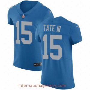 High quality Nike Lions #15 Golden Tate III Blue Throwback Mens Stitched NFL Vapor Untouchable Elite Jersey