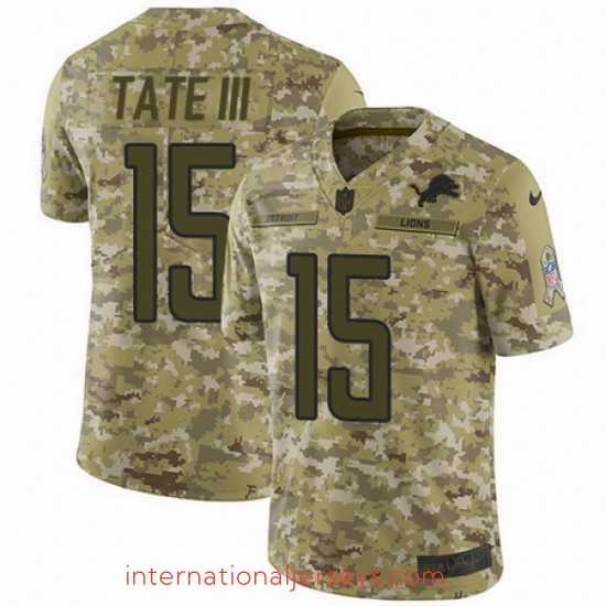 High quality Nike Lions #15 Golden Tate III Camo Mens Stitched NFL Limited 2018 Salute To Service Jersey