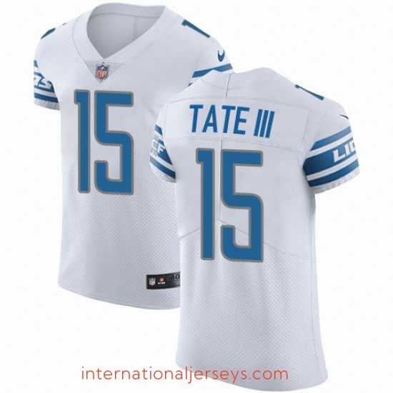 Outstanding Nike Lions #15 Golden Tate III White Mens Stitched NFL Vapor Untouchable Elite Jersey