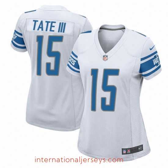 Exceptional Nike Lions #15 Golden Tate III White Womens Stitched NFL Elite Jersey