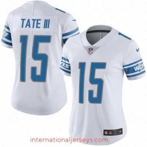 Premium Nike Lions #15 Golden Tate III White Womens Stitched NFL Limited Jersey