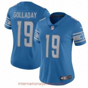 Premium Nike Lions #19 Kenny Golladay Light Blue Team Color Womens Stitched NFL Vapor Untouchable Limited Jersey