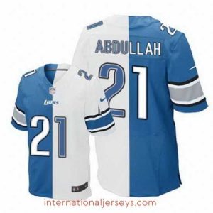 High quality Nike Lions #21 Ameer Abdullah Blue White Mens Stitched NFL Elite Split Jersey