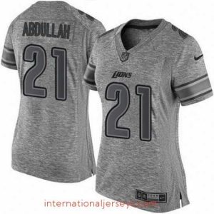 Deluxe Nike Lions #21 Ameer Abdullah Gray Womens Stitched NFL Limited Gridiron Gray Jersey