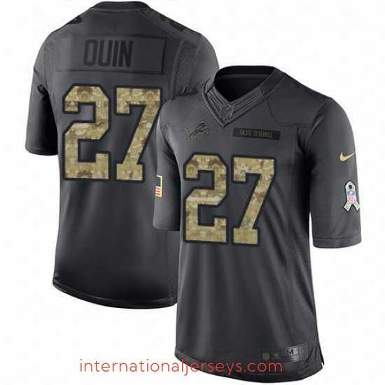 Outstanding Nike Lions #27 Glover Quin Black Mens Stitched NFL Limited 2016 Salute To Service Jersey
