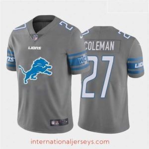 Finest Nike Lions 27 Justin Coleman Gray Team Big Logo Vapor Untouchable Limited Jersey