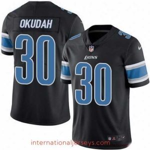 High quality Nike Lions 30 Jeff Okudah Black Stitched NFL Limited Rush Jersey