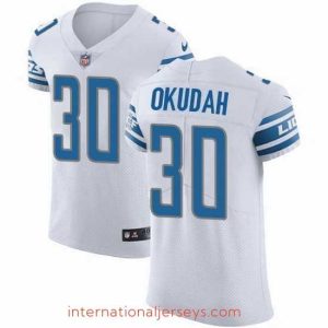Superb Nike Lions 30 Jeff Okudah White Stitched NFL New Elite Jersey
