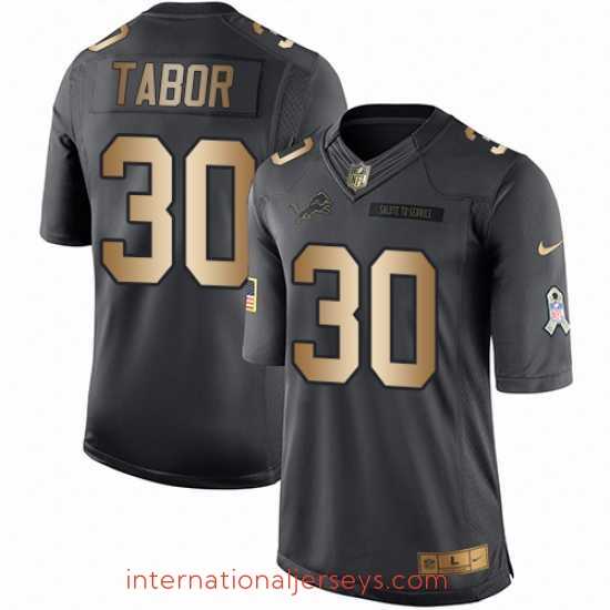 Superior Nike Lions #30 Teez Tabor Black Mens Stitched NFL Limited Gold Salute To Service Jersey