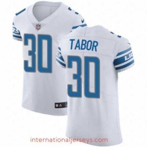 Deluxe Nike Lions #30 Teez Tabor White Mens Stitched NFL Vapor Untouchable Elite Jersey