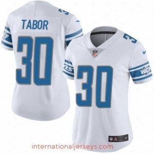 Outstanding Nike Lions #30 Teez Tabor White Womens Stitched NFL Vapor Untouchable Limited Jersey