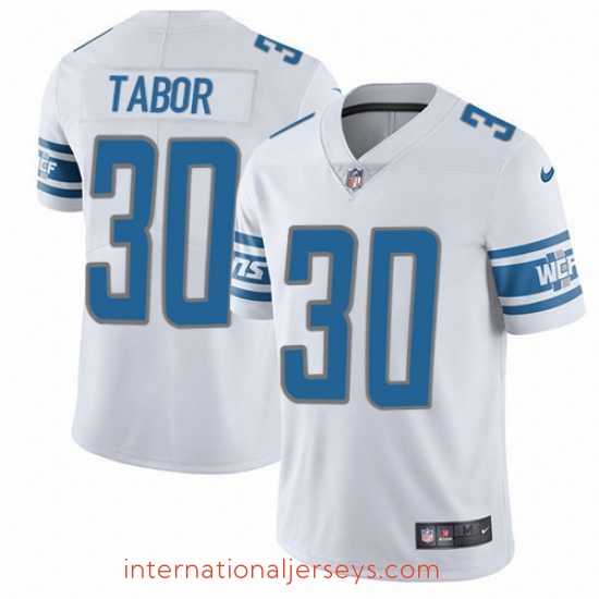 Superb Nike Lions #30 Teez Tabor White Stitched NFL Vapor Untouchable Limited Jersey