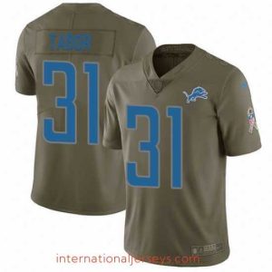 High quality Nike Lions #31 Teez Tabor Olive Mens Stitched NFL Limited 2017 Salute to Service Jersey