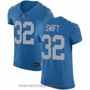 Deluxe Nike Lions 32 D 27Andre Swift Blue Throwback Stitched NFL Vapor Untouchable Elite Jersey